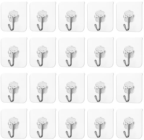 Eupneicu Ganchos Adhesivos Para Pared [20 Piezas], Ganchos Autoadhesivos Ultrafuertes, Colgar Marcos De Fotos Sin Perforaciones, Para Cuadros Para Fotos, Pinturas