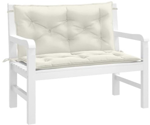 Brokky Gartenbank-Auflagen 2 STK. Sitzauflage Bank Gartenbank Auflage Sitzauflagen FüR BäNke Melange Creme 100x50x7 cm Stoff