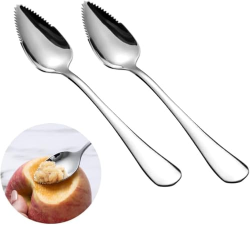 Grapefruit Spoons, Stainless Steel Grapefruit Spoon Utensil Set, Serrated Edge & Thick Gauge Handle, Kitchen Tool for Kiwi, Dessert, Apple, Citrus Fruit