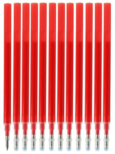 12 Stück Kompatible Löschbare Minen für Pilot Frixion Tintenroller, Radierbare Tintenrollerminen mit Thermosensitiver Tinte, Austauschbare 0,7mm Spitze in Rot für Notizen und Hausaufgaben