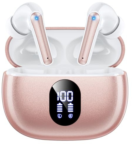ZZU Bluetooth Kopfhörer,In Ear Kopfhörer Kabellos Bluetooth 5.3 mit HiFi Stereo,4 ENC Noise Cancelling Mic 48 std Spielzeit LED-Anzeige,IPX7 Ohrhörer mit AI für iPhone Android Arbeit und Studium