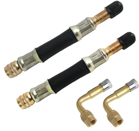FunWorth Reifenventil Verlängerung Autoventil Adapter (90° + 100mm), aus Gummi & Messing – Ventileverlängerung für Auto, Motorrad, Fahrrad, Scooter, LKW – Hitzebeständig, Korrosionsfest