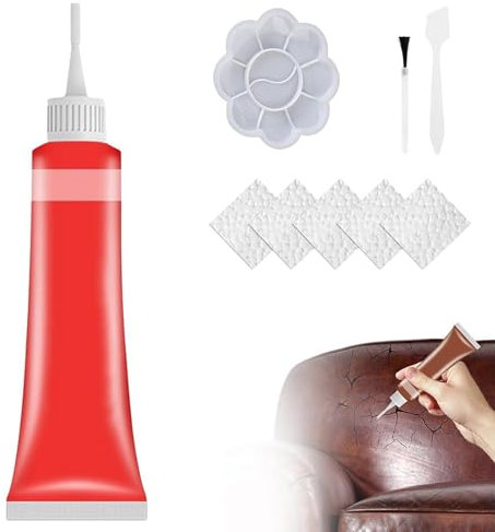 Leder Reparatur Set,2025 Neuest Kunstleder Selbstklebend Lederreparaturgel,Lederpflege Für Auto Und Ledercouch,Kunstleder Reparaturset für Möbel und Autozubehör,Rot