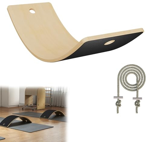 YRHome Schwarz Balance Board Holz Wackelbrett für Kinder - Gleichgewichtstrainer 82x30cm - Balancierbrett für Indoor, Turnen & Fitness - Rutschbrett & Wippe Spielzeug