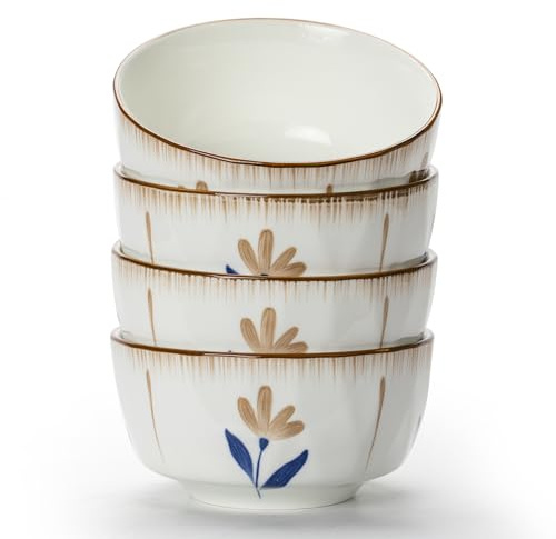 TuYines Lot de 4 bols à céréales - 700 ml - En céramique - Pour salade, soupe, pâtes, micro-ondes - Passe au four - 15 cm (15 cm)