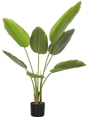 HOMCOM Plante Artificielle intérieure 109 cm bananiers Arbre Artificiel avec Pot en Plastique et terreau floqué, Fausse Plante Vert décoration pour Maison, Bureau, Salon, Chambre