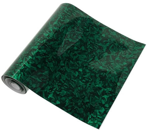 HEROFFIX Carbon Vinyl Autofolie Glanz Grün 1 Stück Schutz | PET, 30x300cm, 5.5mil, Selbstklebend, Kratzfest, Wasserbeständig, Flexibel, Einfach Anzubringen