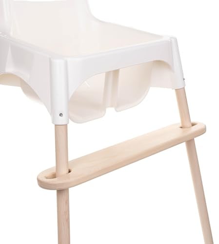 aMami - Verstellbare Fußstütze für IKEA Antilop Hochstuhl – Massivholz Kiefer natur + Folie im Kieferndesign (6 Streifen)