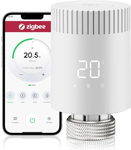 Beok Smart Heizkörperthermostat Zigbee Heizungsthermostat Raumthermostat Digital Benötigt Tuya Gateway Thermostat Heizung Heizkörper Thermostatkopf, Steuerung per Alexa, Google Assistant TRV-M2Z