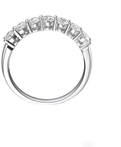 Mesnt 18K White Gold Sparkling Lab Grown Diamond Engagement Promise Ring for Women 0.7ct, Size I 1/2