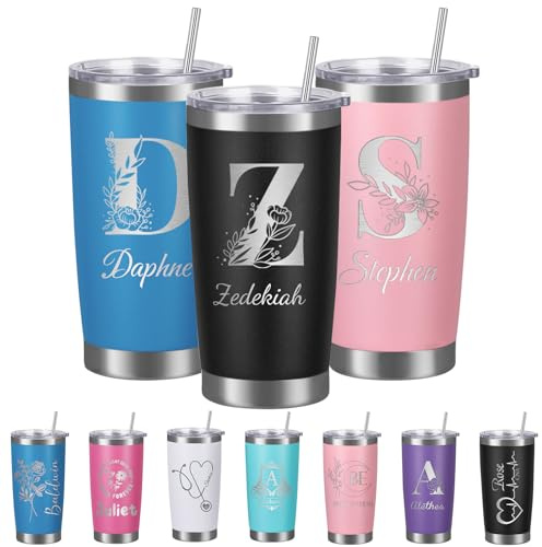 Busparst Bicchiere Termico Personalizzato da 590 ml con Incisione Laser del Nome - Tazza da Viaggio Personalizzabile in Acciaio Inossidabile, a Doppia Parete Isolata per Bevande Calde/Fredde