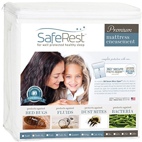 King-Size Saferest Premium-Matratzenbezug, wasserdicht, laborzertifiziert, mit Reißverschluss, für Bettwanzen, Hausstaubmilben und Flüssigkeitsschutz, weiß, 22,9 - 30,5 cm Höhe