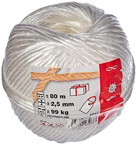 Chapuis PPV2 Spago in polipropilene - 99 kg - Titolazione 2/700 - Diametro 2,25 mm - 250 g - Lunghezza 80 m - Bianco