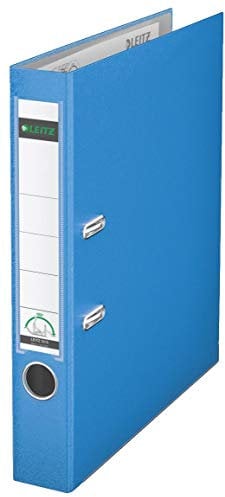 Leitz Qualitäts-Ordner 180° Plastik, 20er Pack, A4, Schmal, Hellblau, 5,2 cm Rückenbreite, PP-laminierter Einband, 10155030, 50mm