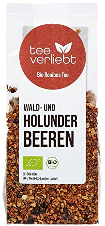 teeverliebt - Bio Rooibos Tee Wald- und Holunderbeeren 100 g I Loser Rotbusch-Tee - koffeinfrei I Fruchtige Beeren & Würziger Roibusch I Aus kontrolliert biologischem Anbau I 100g