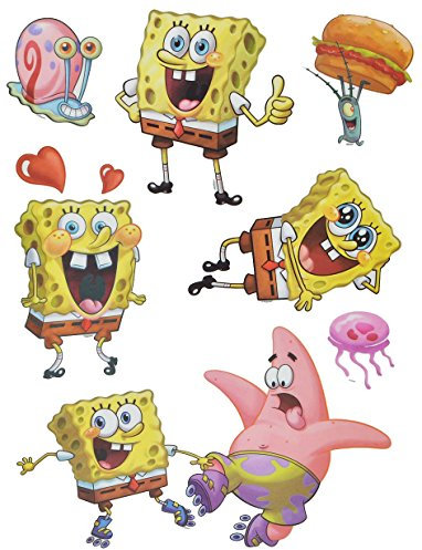 alles-meine.de GmbH 7 TLG. Set Fensterbilder - Spongebob Schwammkopf - Sticker Fenstersticker Aufkleber - selbstklebend + wiederverwendbar - Fensterbild/z.B. für Fenster und Sp..
