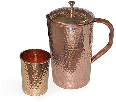 RoyaltyRoute Reines Kupfer gehämmert Krug Wasserkrug und Gläserset Drinkware