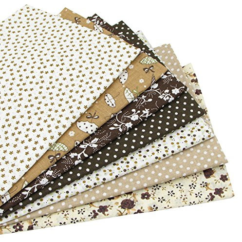 7 Stueck 50 x 50cm Stoffpakete Patchwork Stoffe Baumwolle Tuch DIY Handgefertigte Nähen Quilten Stoff Baumwollgewebe Verschiedene Designs (Braun)