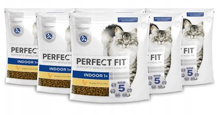 Perfect Fit Katzenfutter Trockenfutter Indoor für Hauskatzen Adult 1+ Reich an Huhn, 5 Beutel (5 x 750g)