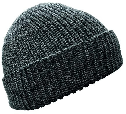 Blauer Peter - Strickmütze - Merino - Uni - 10 Farben, Farbe:Anthrazitmeliert