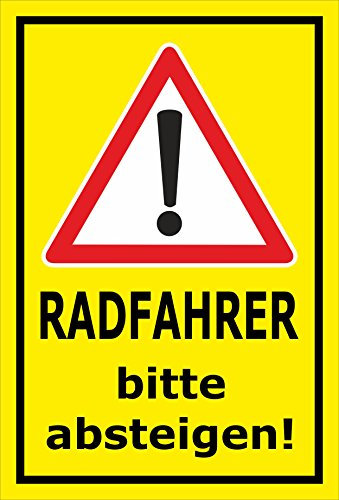 Melis-Folienwerkstatt Schild - Radfahrer absteigen - 30x20cm | Bohrlöcher | 3mm Aluverbund – S00050-026-C -20 Varianten