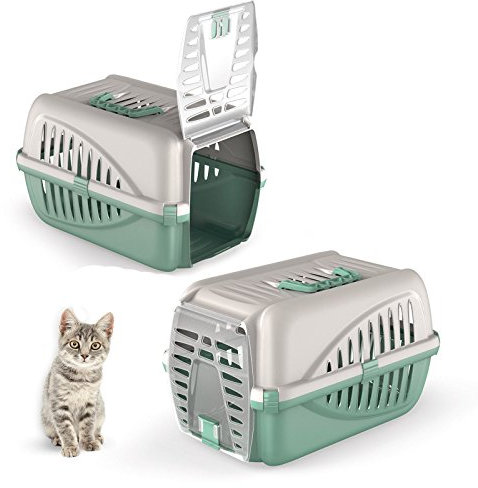 CAT CENTRE Premium Green Pet Carrier Kitten Dog Animal Transport Travel Box Cage