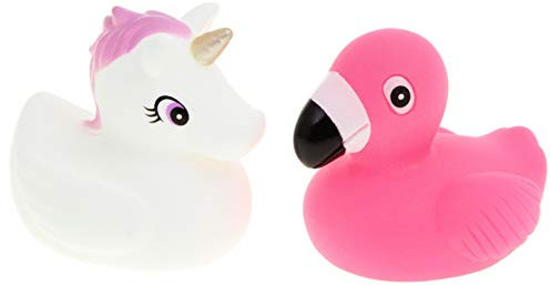 Spiel AG 2 Stück Badeentiere Einhorn und Flamingo, BPA-freier Kunststoff, Badeententyp, Badetiere, Rosa, ca. 6,5 cm, Fantasie, Kind