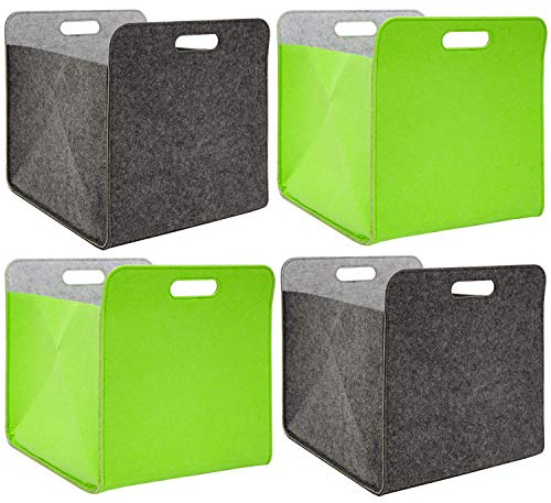 DuneDesign 4er Set: Recycling Filz Aufbewahrungsbox 33x38x33 - Kompatibel mit Kallax Regal - Cube Organizer Regalfach Einsatz - Ordnungsbox Kinderzimmer Filzkorb Aufbewahrung Kinder Spielzeugkiste