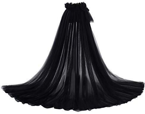GRACEART Damen Lange Tüll Röcke Abschlussball Abend Rock Elastic Bund Tutu (Schwarz)