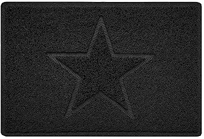 Nicoman Star Shape Embossed Entrance Door Mat Non Slip Dirt Trapper PVC Spaghetti Mat with Rubber Base, Jet Washable Quick Drying Doormat Drainage Outdoor Use Only - (Small, Black, 60 x 40cm)