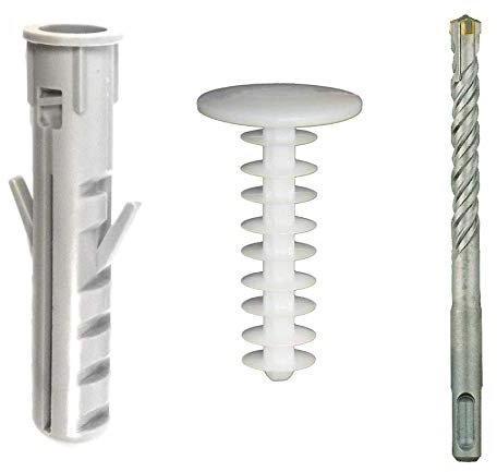 Gerüstbauer SET | Dübel PDK70 mit Kragen 14x70 mm, 100 Stück + Dübelstopfen mit Ringlamellen 14x40 mm, 100 Stück + Hammerbohrer 14x210/150, 1 Stück