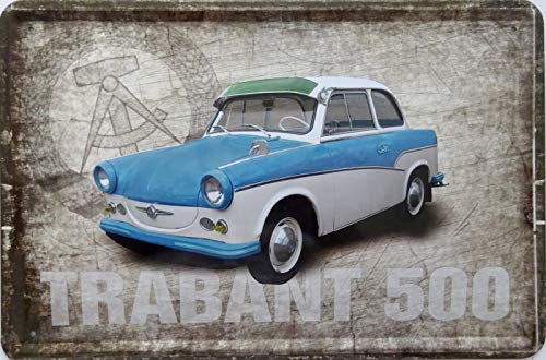 vielesguenstig-2013 Blechschild Schild 20x30cm gewölbt - Trabant 500 Trabi Rennpappe DDR Ostalgie