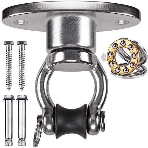 BeneLabel Percha de Acero Inoxidable antioxidante Permanente para Columpios 1200LB, Gancho para Columpio con rodamiento y rotación de 360°, 2 Tornillos para Madera, 2 Pernos de expansión