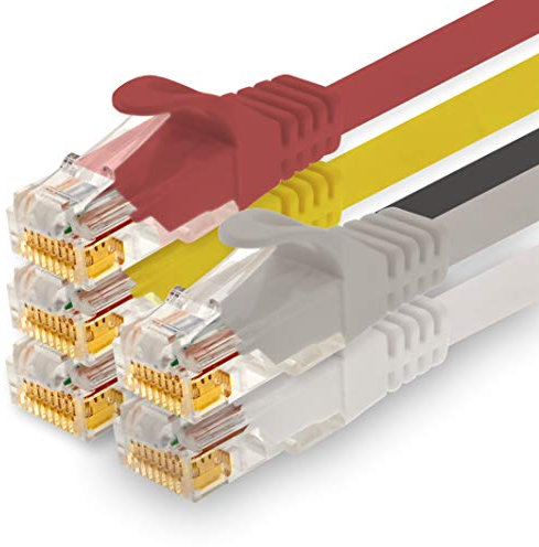 1CONN - Cable de red de 1,5 m, Ethernet, LAN y cable de conexión para máxima velocidad de Internet y conecta todos los dispositivos con conector RJ 45 hembra 5 colores 02