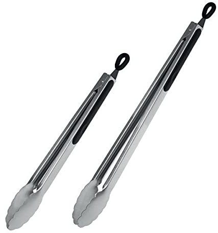 bremermann Lot de 2 pinces à barbecue - Environ 44,5 (XL) et 35,5 (M) cm de longueur, acier inoxydable