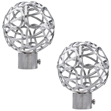 UFURMATE Vorhang-Endstücke, 2 Stück Silber Vorhangstangen-Kopfkappe, dekorative Fenstergardinenstange, Endstücke, Metall-Endstücke, Innendurchmesser 19 mm (Ohne Schrauben)