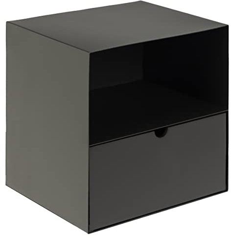 AC Design Furniture Jeppe Nachttisch, H: 30 x B: 30 x T: 25 cm, Schwarz, Metall/MDF, 1 Stk.