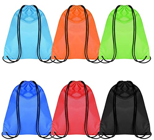 PUERHUACI Sportbeutel, 6 Stück, Kordelzug Turnbeutel, Multicolor, für Fitness