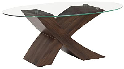Totò Piccinni Tavolino da Salotto FOX piano in vetro temperato design Moderno (Vintage Ovale)