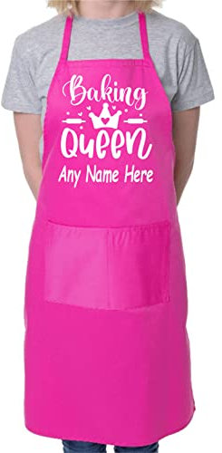 Print4U Personalised Apron Baking Queen Your Name Here Baking Cooking Apron Pink