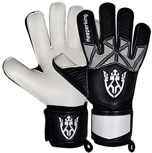 Keeperking Torwarthandschuhe Kinder Jugend Erwachsene Fußballhandschuhe ohne fingersave 4mm Vorhand (9, B-White)