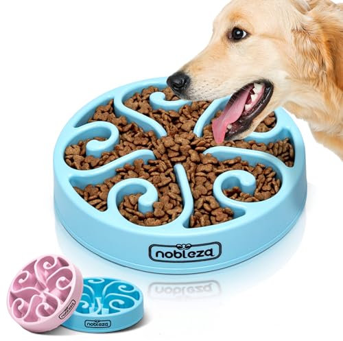 Nobleza 1 Pack Slow Feeder Dog Bowl Large, 20.4cm/8.03in Dog Food Bowls to Slow Down Eating, Pet Puppy and Cat Slow Feeder Bowl, Anti-Gulp Slow Feeding Pet Bowls, Blue