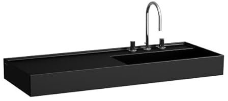LAUFEN Kartell Waschtisch, unterbaufähig, Ablage links, 1 Hahnloch, ohne Überlauf, 1200x460mm, H8133337161111, Farbe: Schwarz Matt