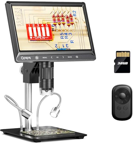 Opqpq ODM702 Microscope numérique LCD de 10 pouces, microscope à monnaie avec écran, loupe de pièces de monnaie avec lumière pour collectionneurs, microscope à souder pour réparation électronique,