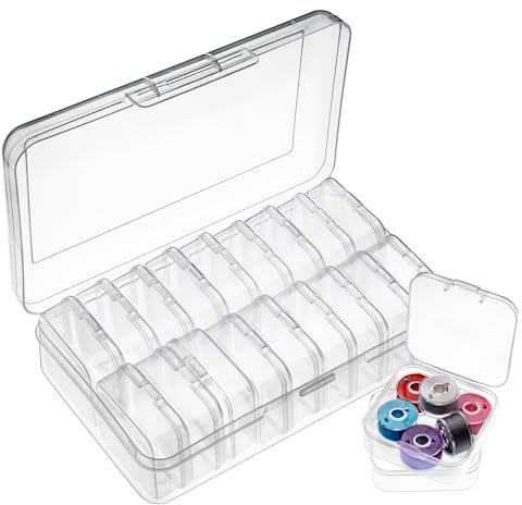 ilauke 19 Stücke Plastik Aufbewahrungsbox Klein, 18 Stück Mini Transparent Aufbewahrungsbox Behälter und 1 Groß Aufbewahrungsbox für die Aufbewahrung von Basteln, Nähwerkzeugen, Schmuck und Zubehör