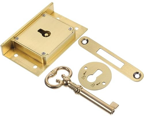 Holibanna 1 Set Brass File Cabinet Lock with Key Secure Drawer Lock Wooden Box Safety Lock Replacement Decorative Brass Lock for Drawer Cabinet Jewelry Box