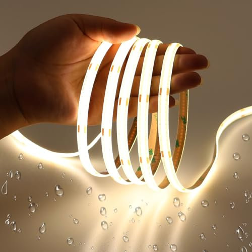 JOYLIT 6M COB LED Streifen 12V IP65 Wasserdicht 4000K Neutral weiss 320LEDs/M CRI 93 LED Band Dimmbar Hohe Helligkeit Selbstklebend Strip Light für Küche Kabinett