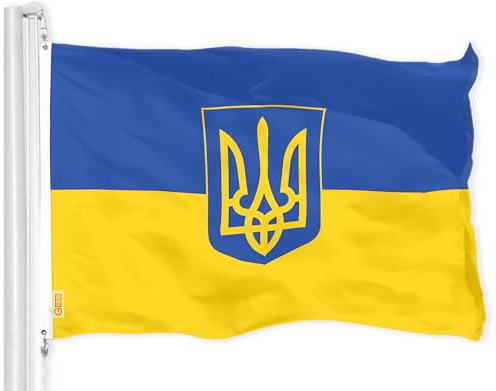 G128 Ukraine Ukrainische Wappen-Flagge, bedruckt, 1,2 x 1,8 m