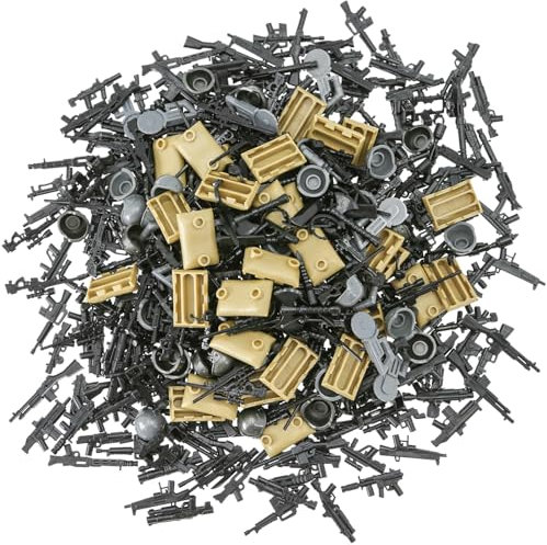 BrickBounty 500pcs Jouets Armes-Mitrailleuses-Fusils, Minifigures-add-ons-Militarybase-Soldiers, WW2-Modern-SWAT-Battle-Ammo-Belt-Decations for Army-Men