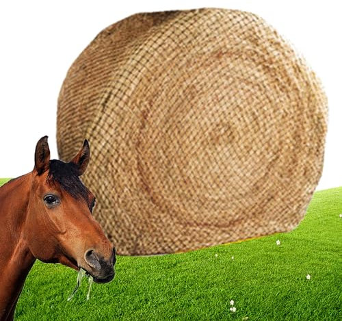 FANYING Red de heno para pacas Redondas para Caballos, alimentador de pacas Redondas Grandes con Orificio de 1,5 Pulgadas, alimentador Lento Grueso Adecuado para empacar Bolsas de heno para Ganado,XL